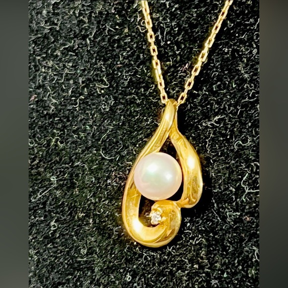 Pearl with diamond necklace - Picture 3 of 5